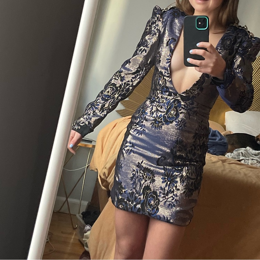 Beautiful Rare London deep v neck mini dress
